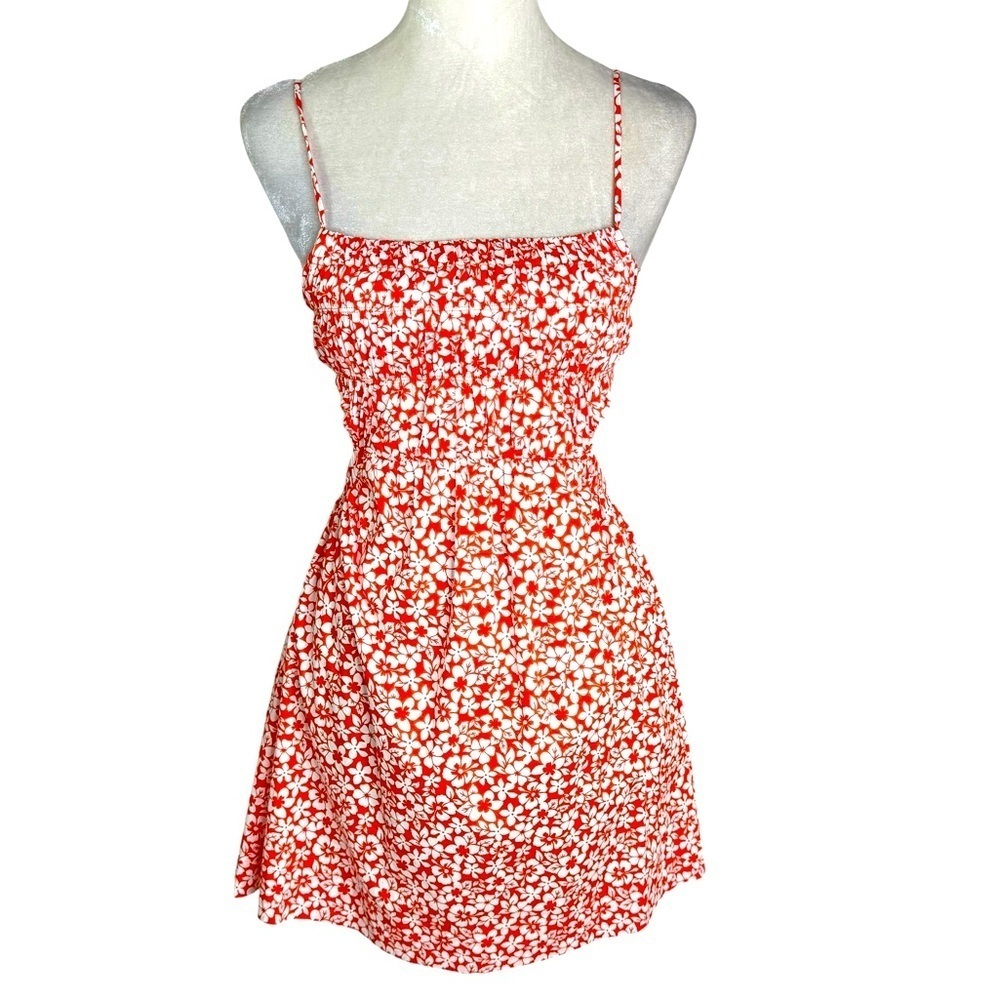 NWT Revolve NIA Open Back Smocked Floral Mini Dress Orange Size S - Picture 12 of 13